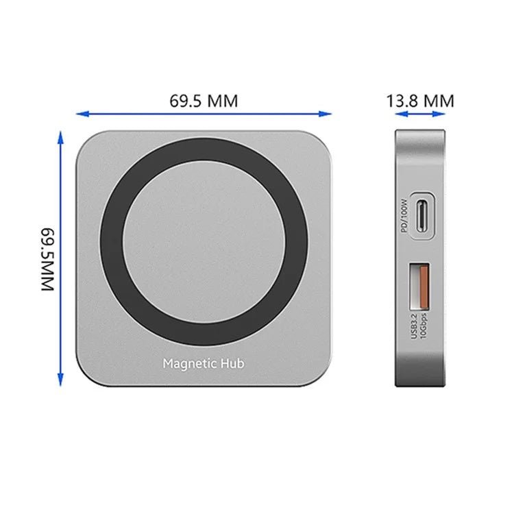 8-IN-1 Magnetic 2230 M.2 NVMe SSD Enclosure - 10Gbps USB-C 3.2 Gen2 to NVMe PCI-E, 100W Charger for iPhone15 Pro & MacBook