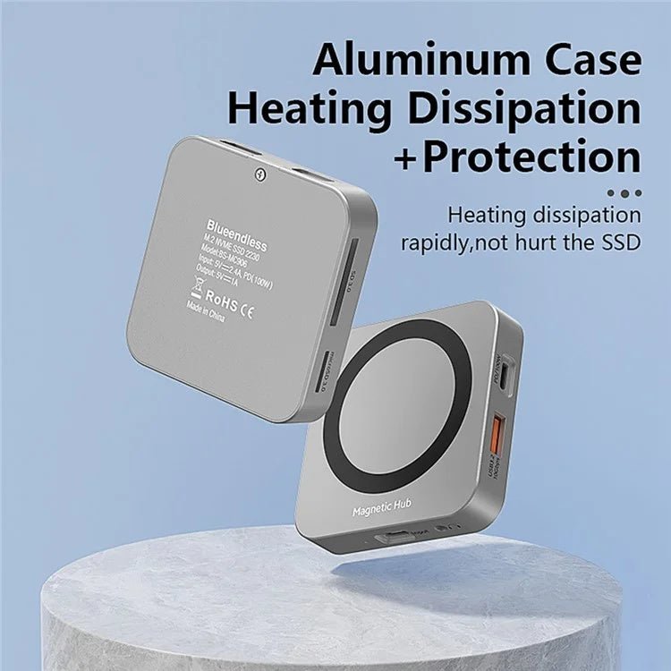 8-IN-1 Magnetic 2230 M.2 NVMe SSD Enclosure - 10Gbps USB-C 3.2 Gen2 to NVMe PCI-E, 100W Charger for iPhone15 Pro & MacBook