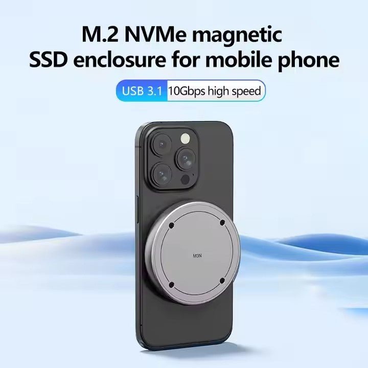 Magnetic 2230/2242 M.2 NVMe SSD Enclosure, 10Gbps USB 3.1 Type-C External SSD Case, Aluminum Portable Enclosure for NVMe M.2 2230/2242 SSD, Compatible with Windows/Mac/Linux/Android