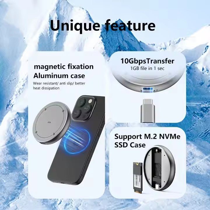 Magnetic 2230/2242 M.2 NVMe SSD Enclosure, 10Gbps USB 3.1 Type-C External SSD Case, Aluminum Portable Enclosure for NVMe M.2 2230/2242 SSD, Compatible with Windows/Mac/Linux/Android