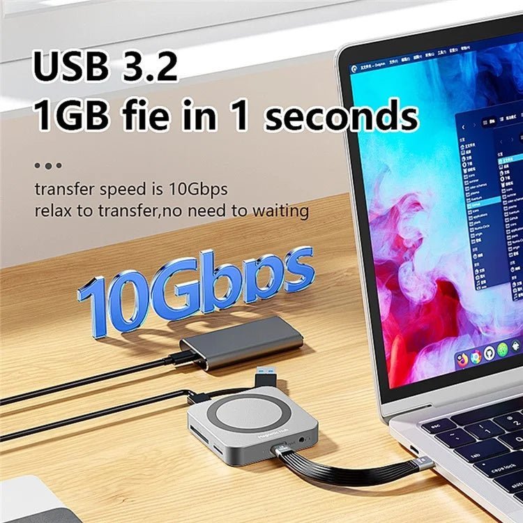 8-IN-1 Magnetic 2230 M.2 NVMe SSD Enclosure - 10Gbps USB-C 3.2 Gen2 to NVMe PCI-E, 100W Charger for iPhone15 Pro & MacBook