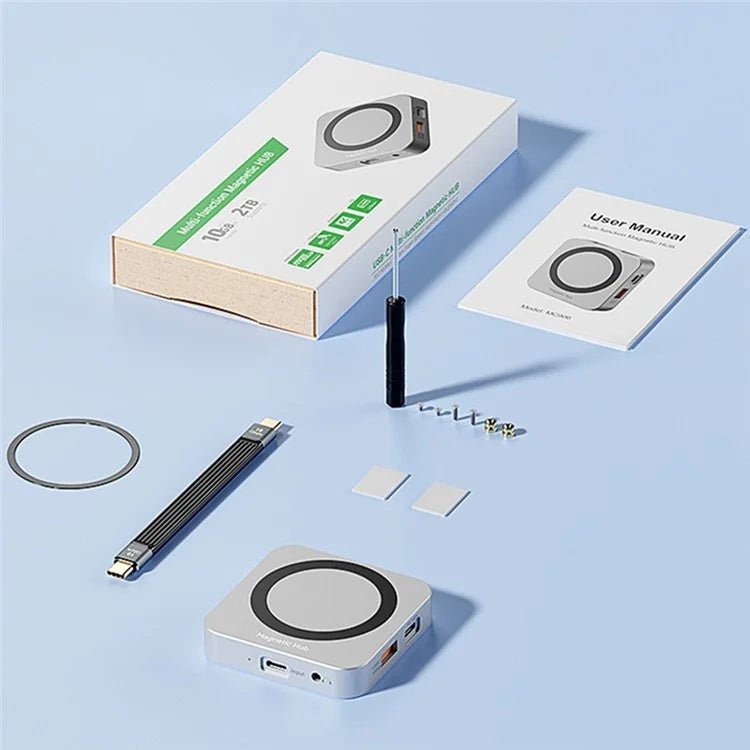 8-IN-1 Magnetic 2230 M.2 NVMe SSD Enclosure - 10Gbps USB-C 3.2 Gen2 to NVMe PCI-E, 100W Charger for iPhone15 Pro & MacBook