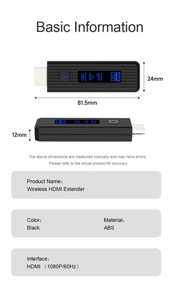 Wireless Display Adapter 1080P@60Hz – 5.8GHz HDMI Screen Mirroring Dongle, Plug & Play, Ultra-Compact ABS Design, 50M Range, Multi-Device Casting (8-in-1), No Wi-Fi/Apps Needed for Home/Office/Gaming(AV80-A)