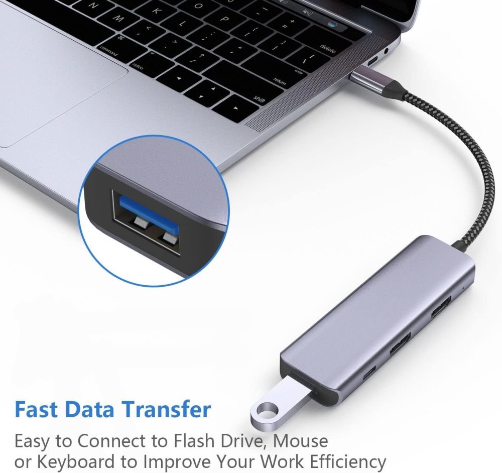 QGeeM 4 in 1 USB C to Dual HDMI Adapter 4K@30Hz with 100W PD Charging, USB-A Port, HDMI Adapter for Dual Monitors for MacBook Pro Air, HP, Dell, iPhone 15 Series-UH04-06