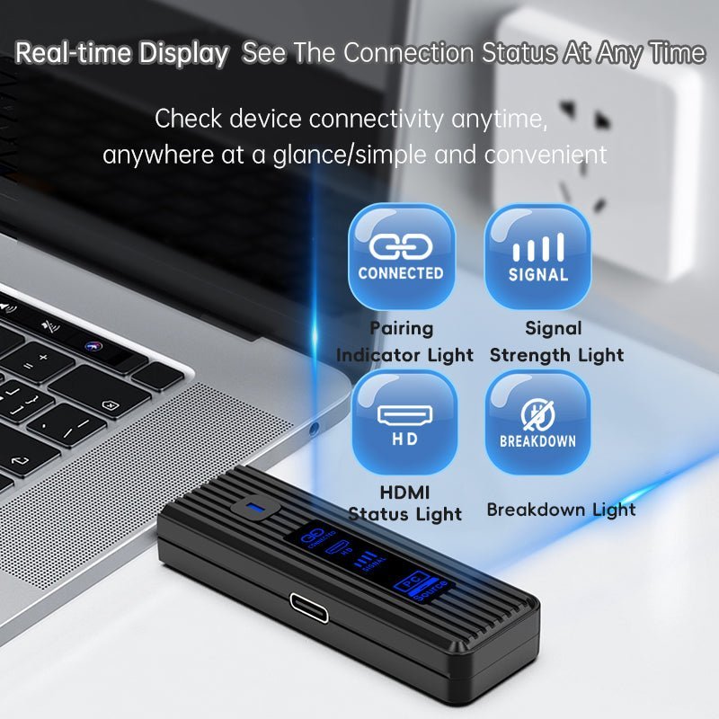 Wireless Display Adapter 1080P@60Hz – 5.8GHz HDMI Screen Mirroring Dongle, Plug & Play, Ultra-Compact ABS Design, 50M Range, Multi-Device Casting (8-in-1), No Wi-Fi/Apps Needed for Home/Office/Gaming(AV80-A)
