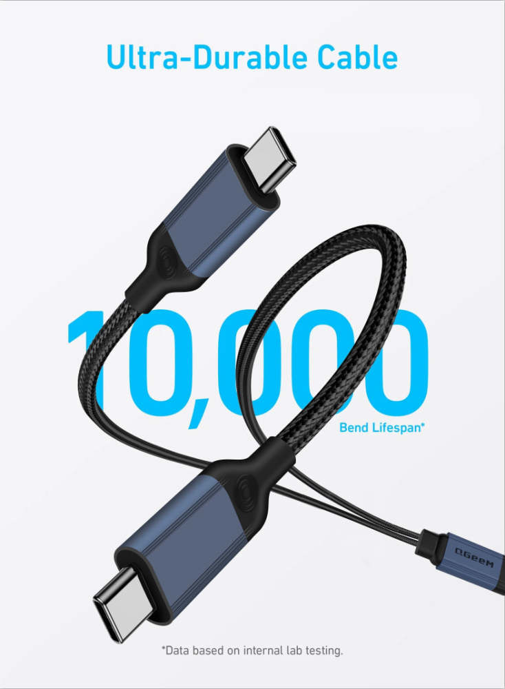 USB-C Cable,&nbsp; 2-in-1 USB C to USB C Cable 140W Max, Fast Charging for iPhone15 Series/16 Series, MacBook Pro, iPad Pro, Galaxy S23/S22 Braided(CC0082-A)