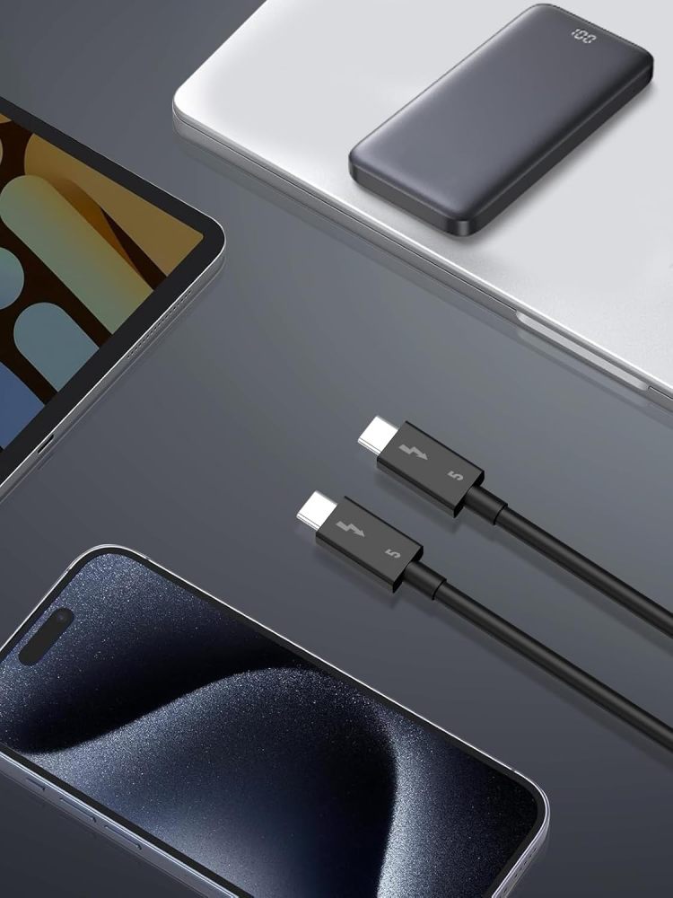 Thunderbolt 5 Cable, Supports 8K Display/ 80Gbps Data Transfer/ 120Gbps Bandwidth Boost/ 240W Fast Charging, Compatible with Thunderbolt 4, USB4, Thunderbolt 3 and USB-C, Black(TB5-1)