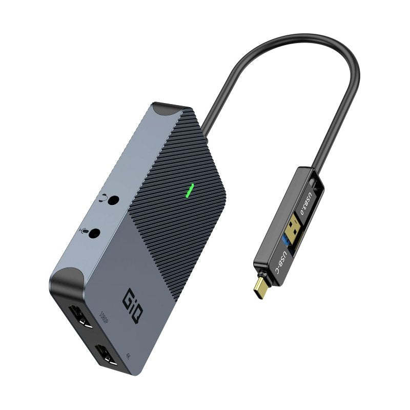 Giq USB 3.0 to Dual HDMI Monitor Adapter 4K@ 30Hz+1080P@60Hz,Universal Video Graphics Card,USB to Hdmi Splitter Extender Monitor for USB 3.0 A or USB-C Hub Dock Compatible with Mac OS,Windows-D6102H