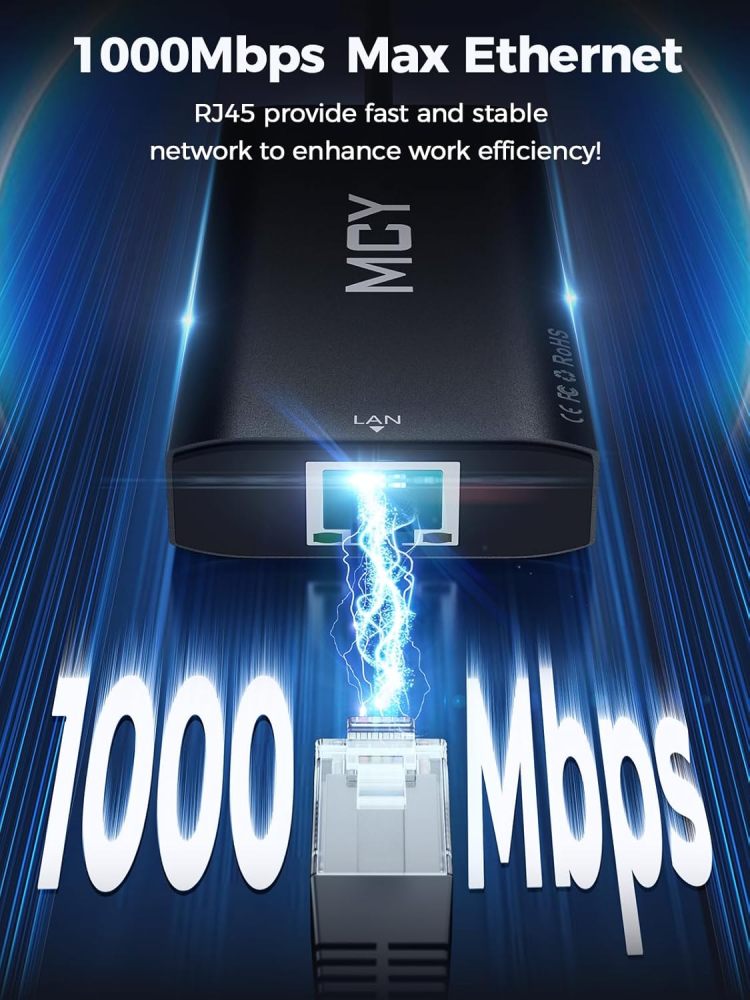 MCY Laptop Docking Station Single 8K@30Hz,Dual Monitor 4K@60Hz,10 in 1 USB C Hub Ethernet,Multiple USB-C to HDMI Adapter PD100W,RJ451000M,USB Data Port,SD/TF2.0,Type C Dongle Dock for MacBook/Dell/HP/Surface