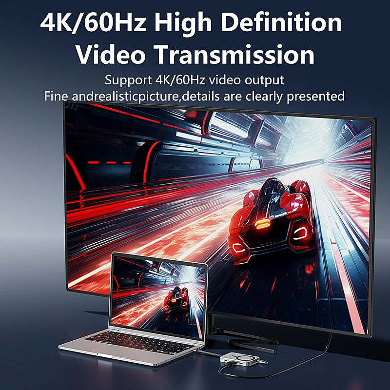 8-in-1 Magnetic USB C Hub with 100W PD Charging & M.2 NVME SSD Enclosure - Aluminum Alloy Docking Station, 10Gbps USB 3.2 Gen2, 4K@60Hz HDMI, Dual SD/TF Card Reader-UH08-24