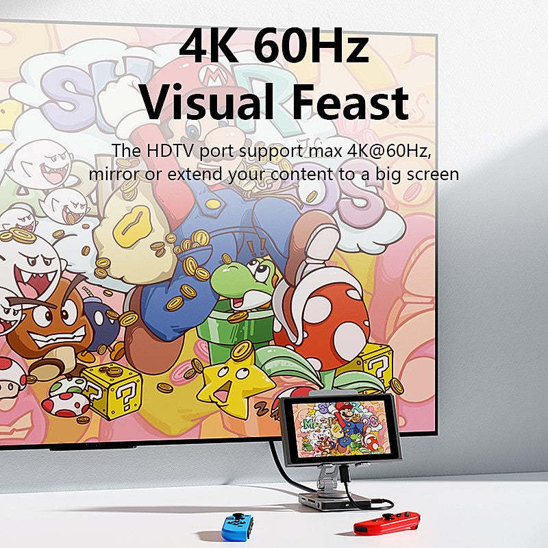 Adjustable Height Mobile Phone Holder Stand 8 In 1  Multiport USB-C USB C Hub Type C to USB3.0 4K HDTV PD Adapter Hub-UH08-25-A