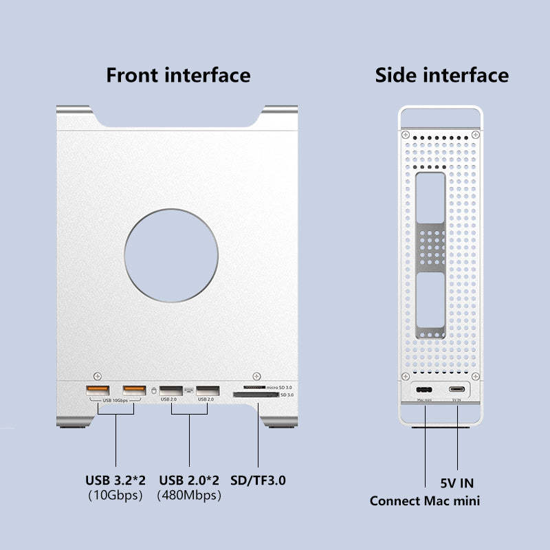9-IN-1 TYPE-C Docking Station Hub Dock For Apple Mac Mini M4 M4 Pro 2024 & Stand with Built in M.2 NVME SSD Case Enclosure-UH09-7-A
