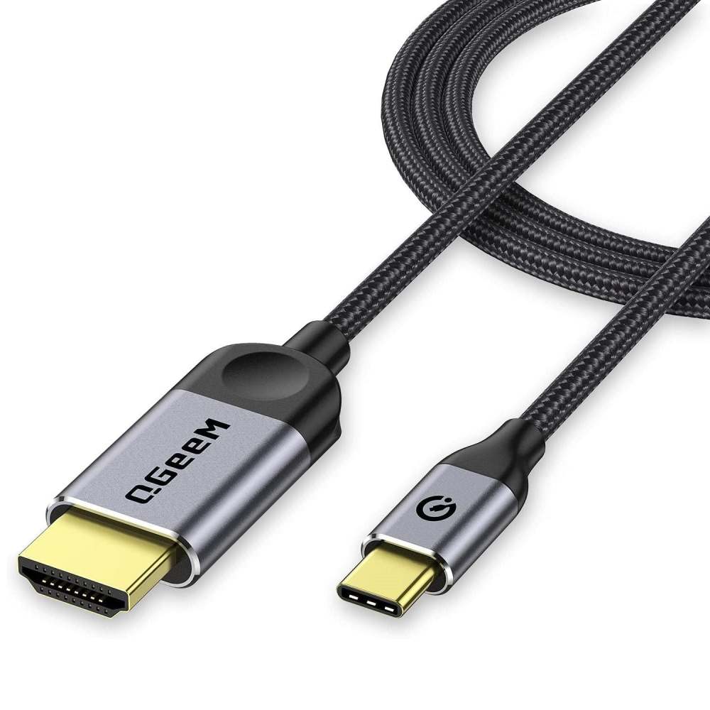 QGeeM USB-C to HDMI Cable-4K@30Hz, Thunderbolt 3 Compatible for iPhone 15 Pro Max,Galaxy,MacBook Pro/air,Dell XPS