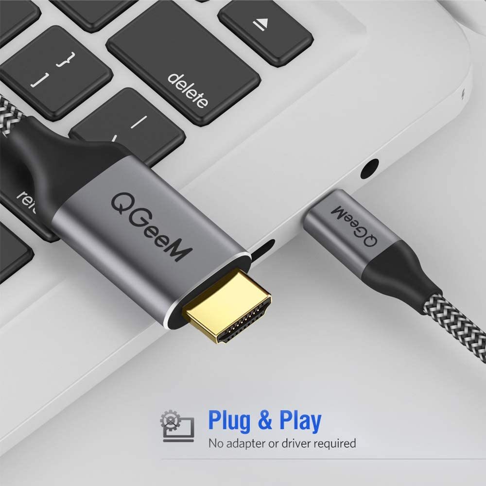 QGeeM USB-C to HDMI Cable-4k@60hz Compatible for iPhone 15 Pro Max,Galaxy,MacBook Pro/air,Dell XPS