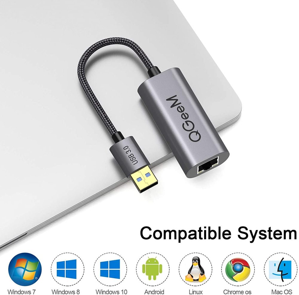 QGeeM USB 3.0 to Gigabit Ethernet Adapter 1 Gbps to 2.5Gbps