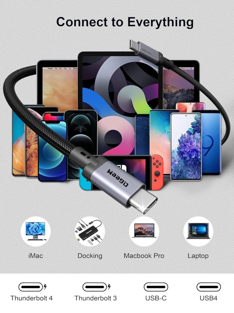 QGeeM 240W USB4 Cable,8K/6K@60Hz,40Gbps USB C to USB C Cable Fast Charging Compatible Thunderbolt 4/3 Cable