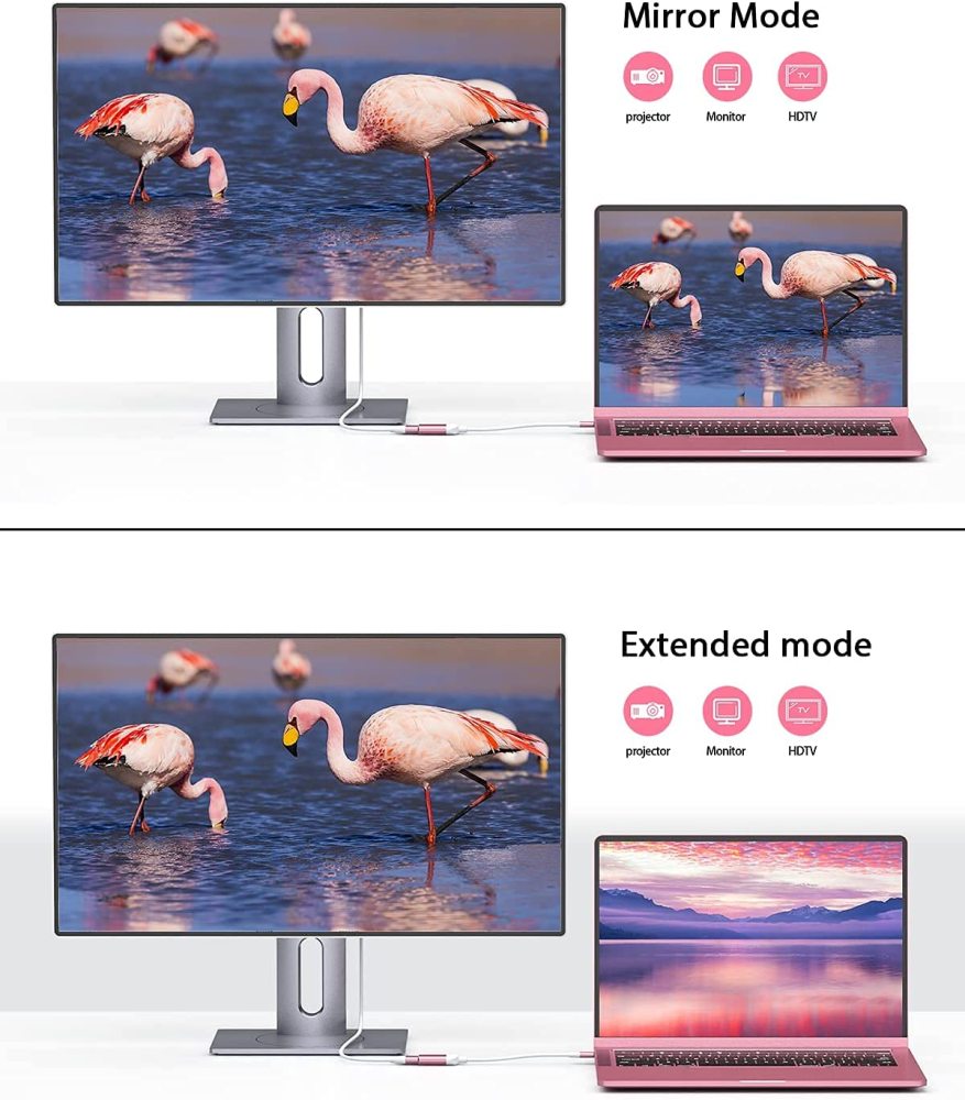 QGeeM USB C to HDMI Adapter 4K@30Hz Cable, USB Type-C to HDMI Adapter [Thunderbolt 3/4] HDMI Adapter for Laptop MacBook Pro/Air, iPhone15 Pro max, Dell XPS, HP.Pixelbook, Thinkpad,Surface,Ipad Pro etc.（UA01）