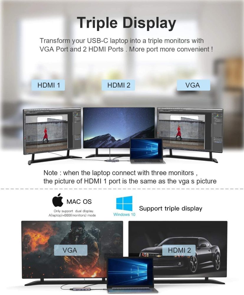 QGeeM 9-in-1 USB-C Hub With HDMI 4K@30HZ,PD 100W USB C Charging Port,USB-C HUB(UH09-2)