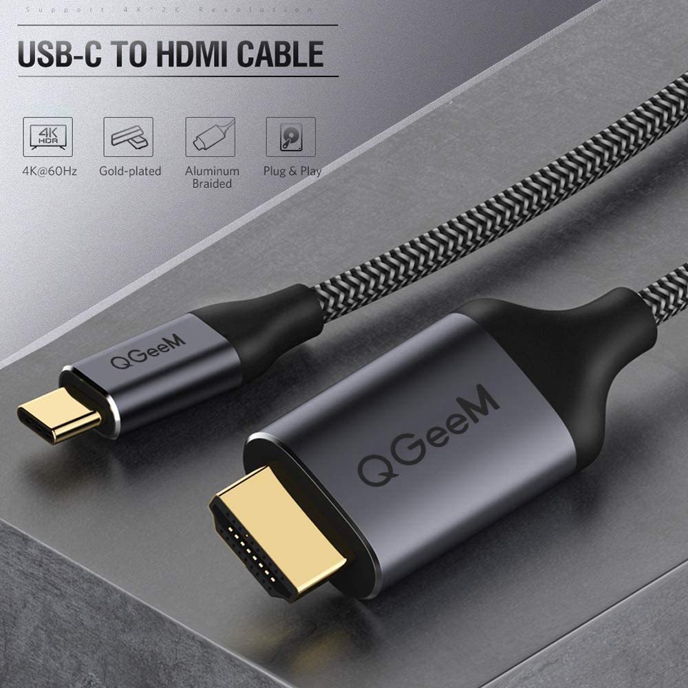 QGeeM USB-C to HDMI Cable-4k@60hz Compatible for iPhone 15 Pro Max,Galaxy,MacBook Pro/air,Dell XPS