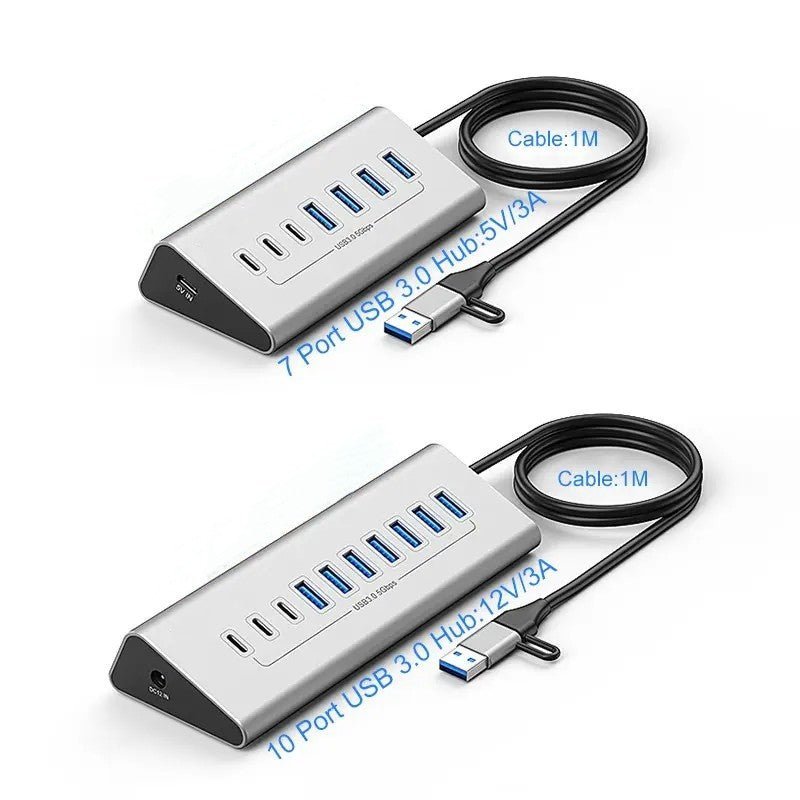 36W 12V 3A Power Supply USB-C Hub to USB 3.0 Converter Adapter USB3.0 5Gbps High Speed Data Transmission Hub for Laptop Macbook-UH07-13(UH10-10)