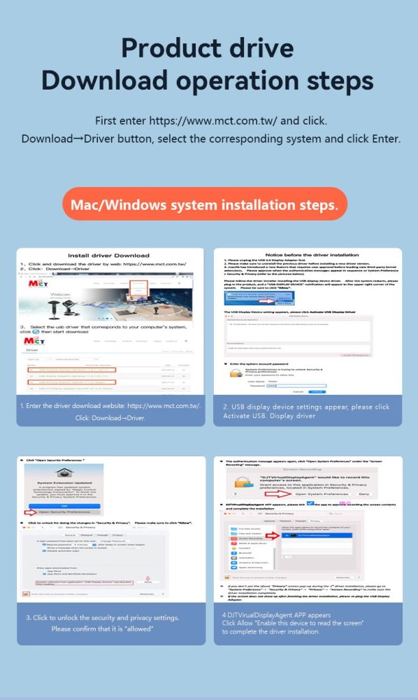 USB C/USB 3.0 to HDMI Splitter Extended Display docking station, USB C to HDMI Adapter for Windows and Mac OS, Support Displaylink-UH02AC-7-B