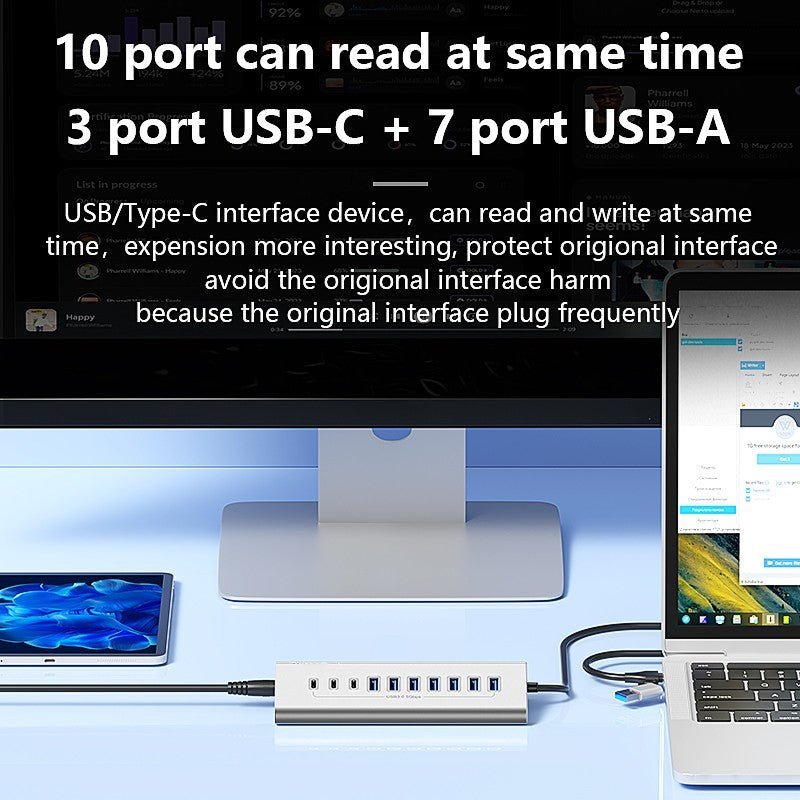36W 12V 3A Power Supply USB-C Hub to USB 3.0 Converter Adapter USB3.0 5Gbps High Speed Data Transmission Hub for Laptop Macbook-UH07-13(UH10-10)