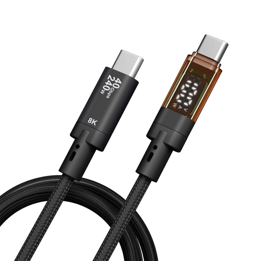 QGeeM USB4.0 Type C Data Cable 240W(48V/5A) Fast Charge 40Gbps 8K@60Hz Compatible Thunderbolt4/3 with Digital Display Audio USB-C Cable