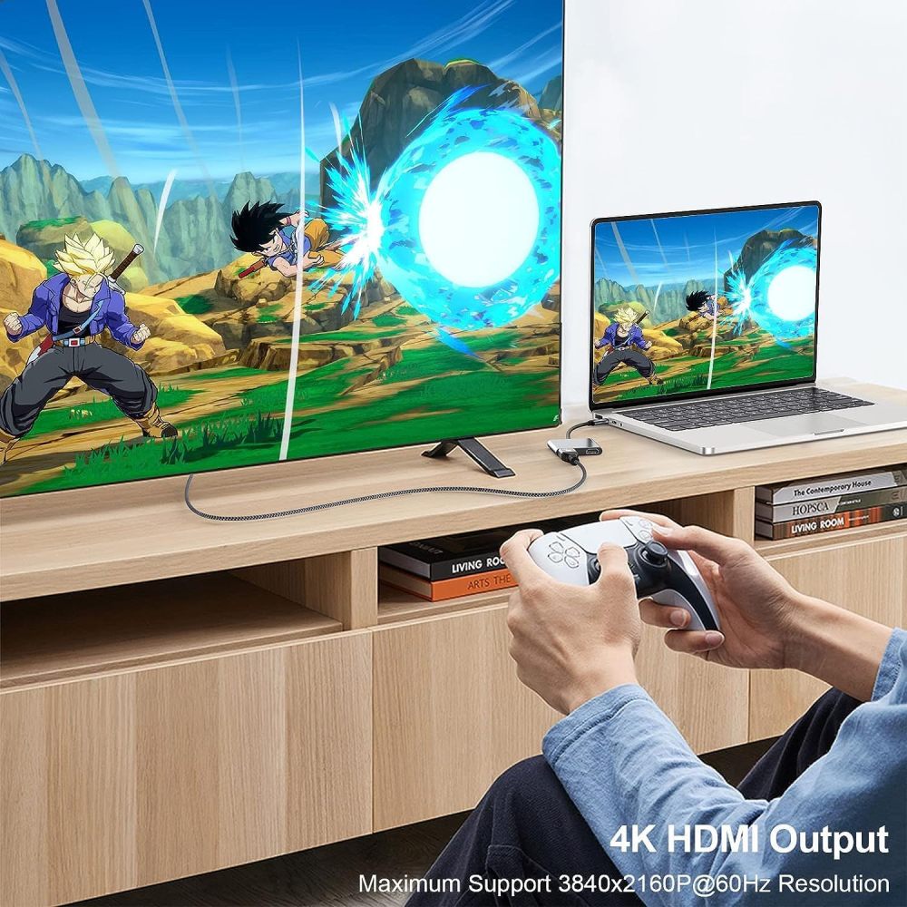 USB C to Dual HDMI Adapter, Type C to HDMI Splitter for Dual Monitors Extended Display, 4K@60Hz for 1 Port 4K@30Hz for 2 Ports,Converter for Dell XPS 13/15/17, HP, Lenovo, Surface Type C Laptop-UH02-6-A