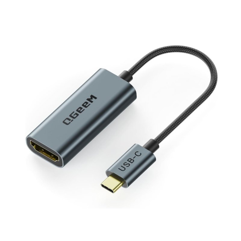 QGeeM USB C to HDMI Adapter 4K@60Hz,Thunderbolt 3/4 to HDMI Adapter,HDMI to USB C Converter Compatible for MacBook Pro/Air,iPhone16/15 Pro Max Plus,iPad Mini Air,Dell XPS,Galaxy S24Ultra,iMac and More(UA03-G)