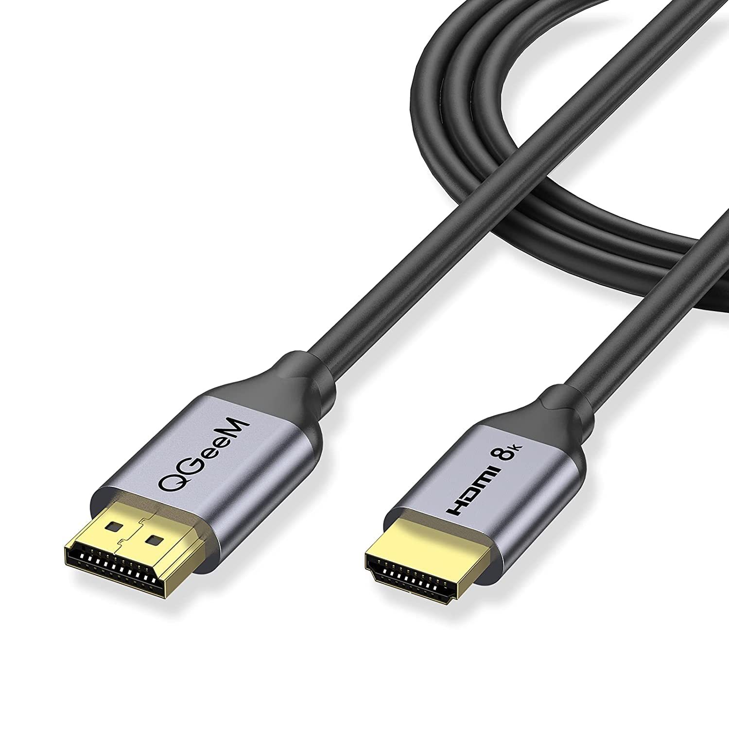 QGeeM HDMI 2.1 8K@60Hz@4K@120Hz, 48Gbps High-Speed HDMI Cord,Compatible for PC HDTV Projector Large Display, Male-to-Male