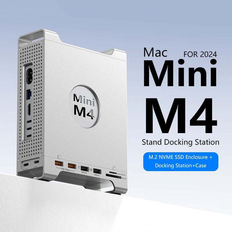 9-IN-1 TYPE-C Docking Station Hub Dock For Apple Mac Mini M4 M4 Pro 2024 & Stand with Built in M.2 NVME SSD Case Enclosure-UH09-7-A