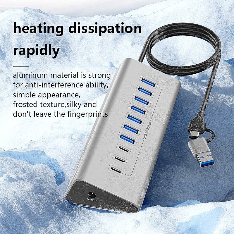 36W 12V 3A Power Supply USB-C Hub to USB 3.0 Converter Adapter USB3.0 5Gbps High Speed Data Transmission Hub for Laptop Macbook-UH07-13(UH10-10)