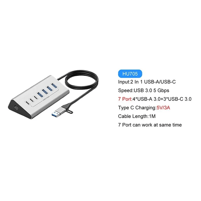 36W 12V 3A Power Supply USB-C Hub to USB 3.0 Converter Adapter USB3.0 5Gbps High Speed Data Transmission Hub for Laptop Macbook-UH07-13(UH10-10)