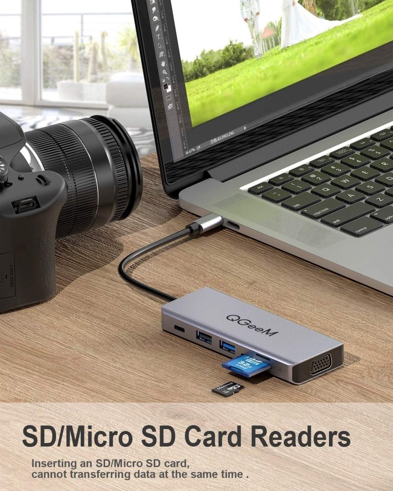 QGeeM 9-in-1 USB-C Hub With HDMI 4K@30HZ,PD 100W USB C Charging Port,USB-C HUB(UH09-2)