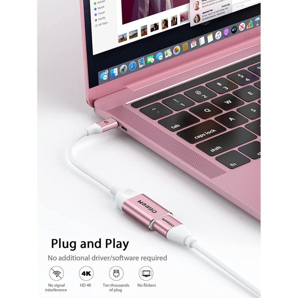 QGeeM USB C to HDMI Adapter 4K@30Hz Cable, USB Type-C to HDMI Adapter [Thunderbolt 3/4] HDMI Adapter for Laptop MacBook Pro/Air, iPhone15 Pro max, Dell XPS, HP.Pixelbook, Thinkpad,Surface,Ipad Pro etc.（UA01）