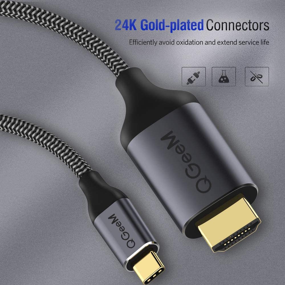 QGeeM USB-C to HDMI Cable-4k@60hz Compatible for iPhone 15 Pro Max,Galaxy,MacBook Pro/air,Dell XPS