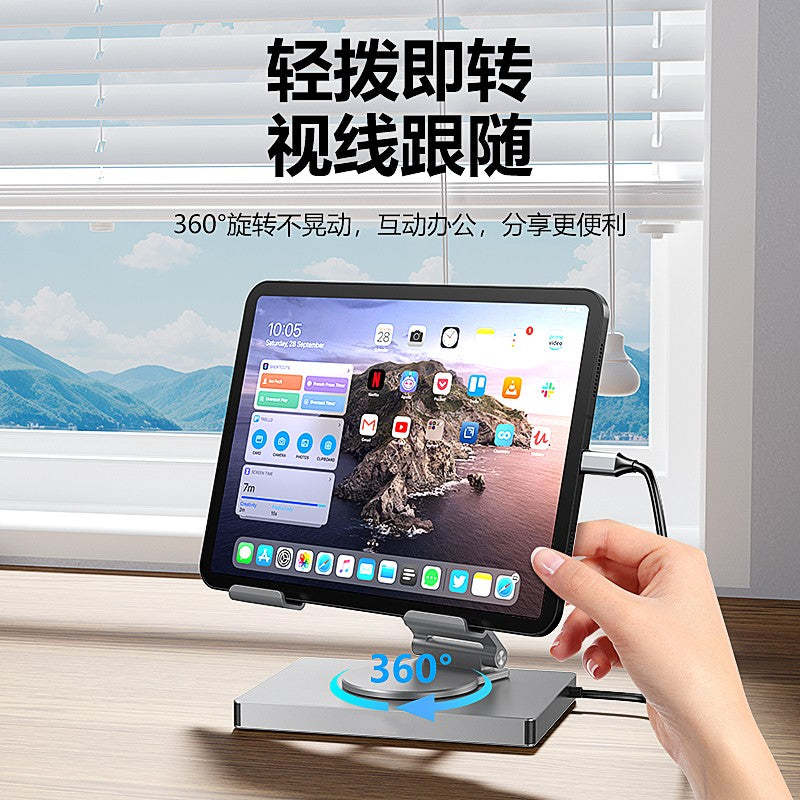 iPad Pro USB C Hub Stand, 7-in-1 Adapter for iPad Pro M2 13 12.9 11 Inch Docking Station Foldable with PD 100W 4K@30Hz HDMI, RJ45 Gigabit Ethernet, SD/TF Card Reader, USB 3.0/2.0 ports,  iPad Air-UH07-15