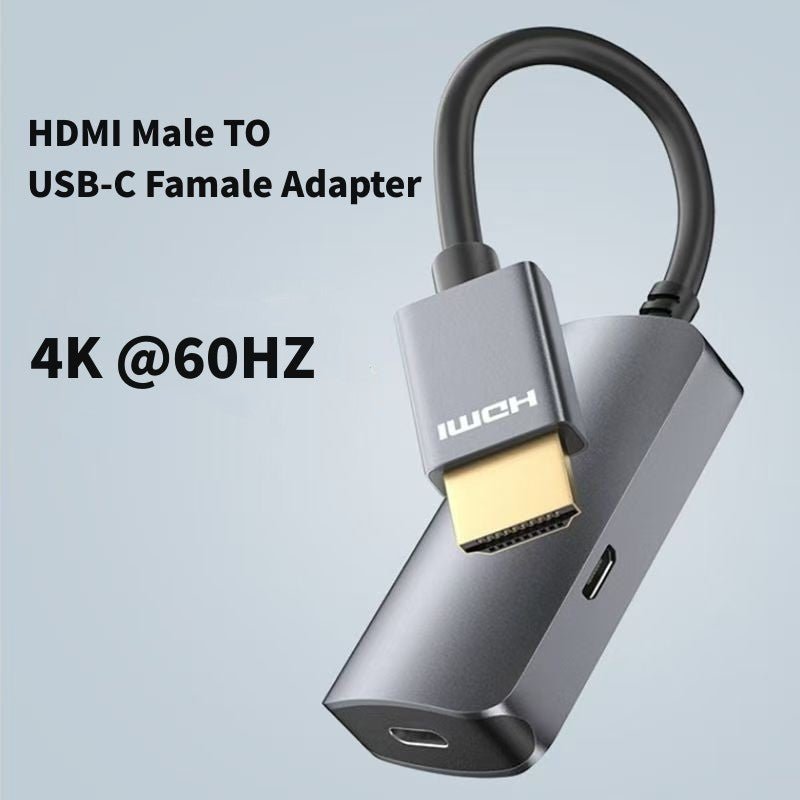 HDMI Male to USB-C Female Cable Adapter with USB C Power Cable,Uni-Directional HDMI (source) to Type C 3.1 (display) Converter,4K 60Hz Thunderbolt 3 Adapter for MacBook Pro