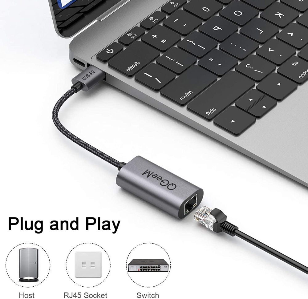 QGeeM USB 3.0 to Gigabit Ethernet Adapter 1 Gbps to 2.5Gbps