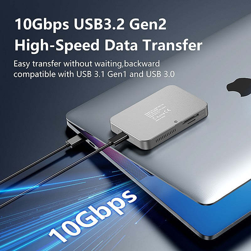 8-in-1 Magnetic USB C Hub with 100W PD Charging & M.2 NVME SSD Enclosure - Aluminum Alloy Docking Station, 10Gbps USB 3.2 Gen2, 4K@60Hz HDMI, Dual SD/TF Card Reader-UH08-24