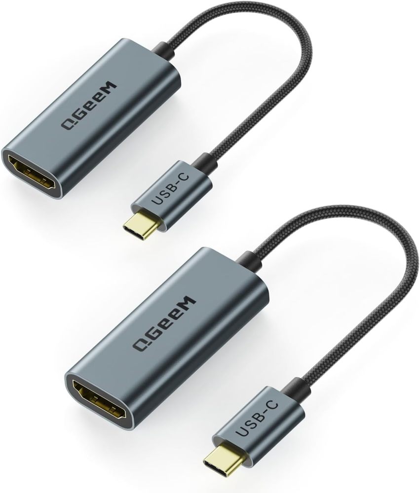 QGeeM USB C to HDMI Adapter 4K@60Hz,Thunderbolt 3/4 to HDMI Adapter,HDMI to USB C Converter Compatible for MacBook Pro/Air,iPhone16/15 Pro Max Plus,iPad Mini Air,Dell XPS,Galaxy S24Ultra,iMac and More(UA03-G)