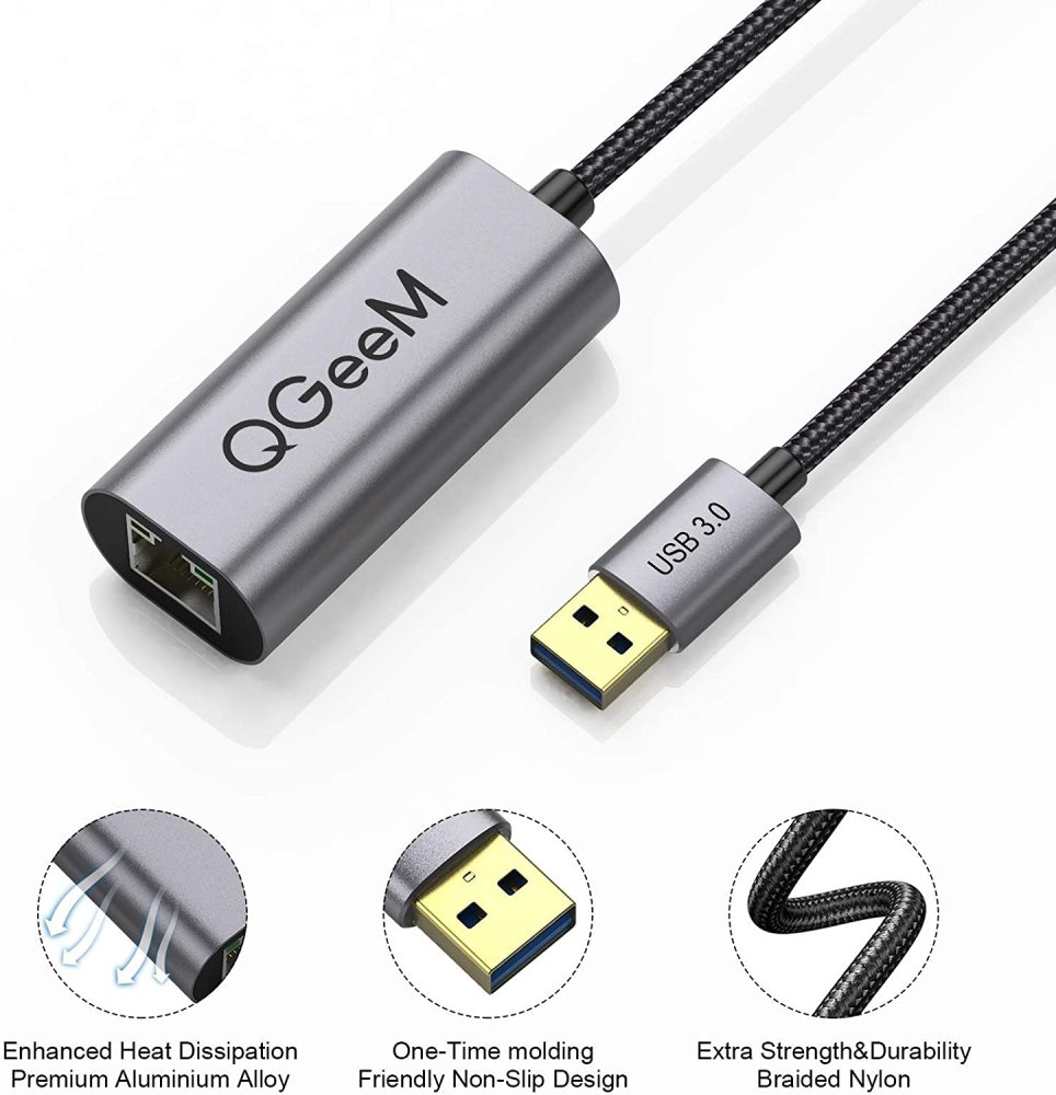 QGeeM USB 3.0 to Gigabit Ethernet Adapter 1 Gbps to 2.5Gbps