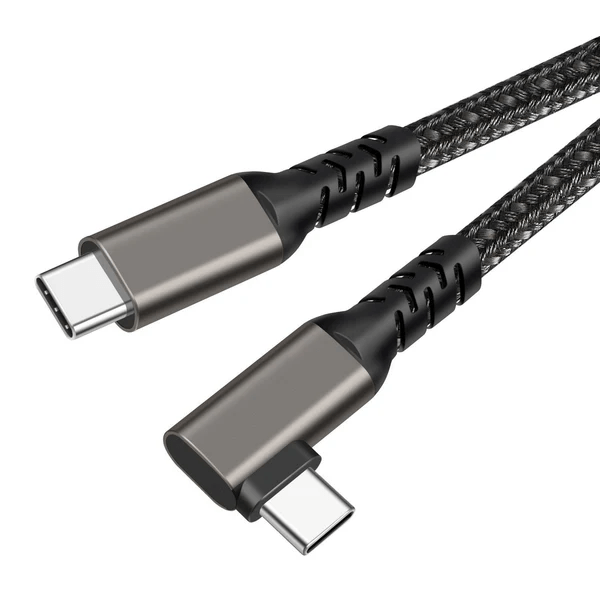 90 Degree USB C to USB C Cable 240W, Nylon USB2.0 Cable, 480Mbps Data Transfer, 5A Fast Charging USB C Cables for iPhone 15 Series, Samsung Galaxy S23, MacBook Air/Pro