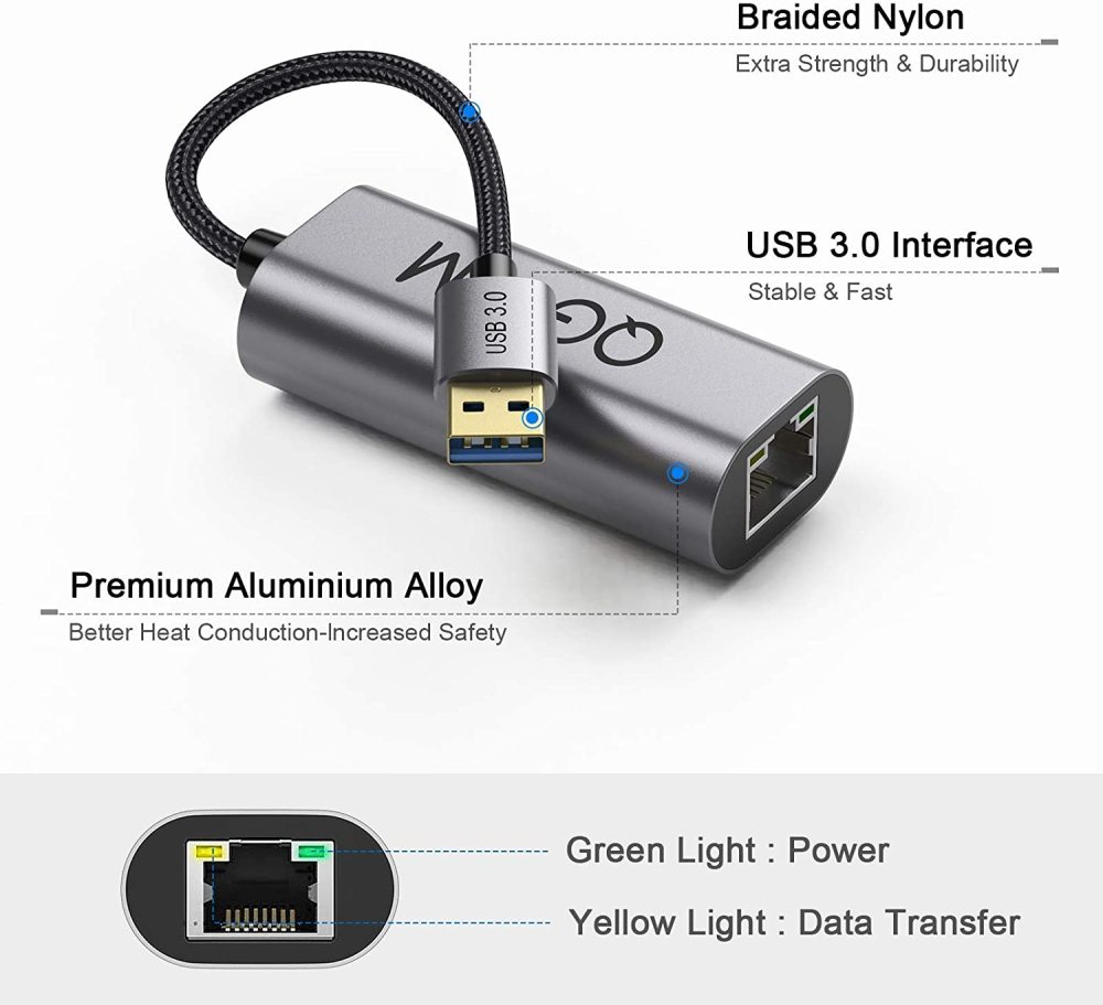 QGeeM USB 3.0 to Gigabit Ethernet Adapter 1 Gbps to 2.5Gbps