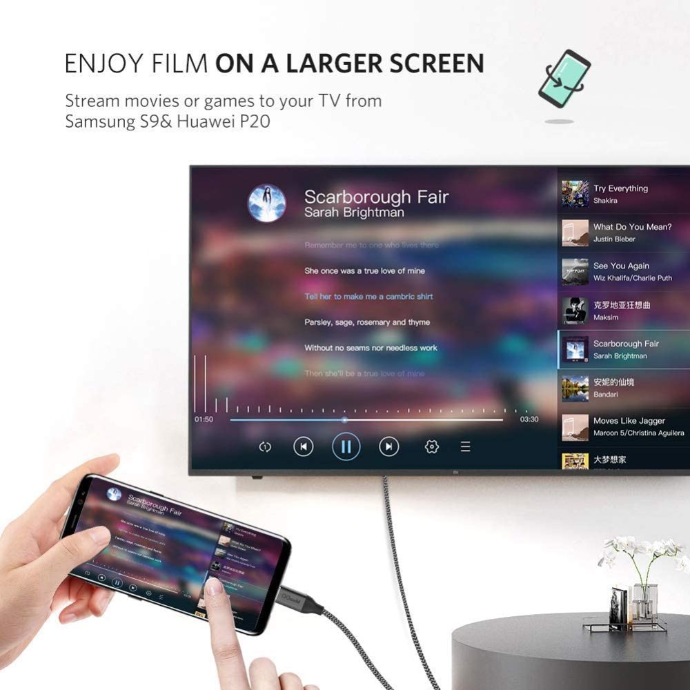 QGeeM USB-C to HDMI Cable-4k@60hz Compatible for iPhone 15 Pro Max,Galaxy,MacBook Pro/air,Dell XPS