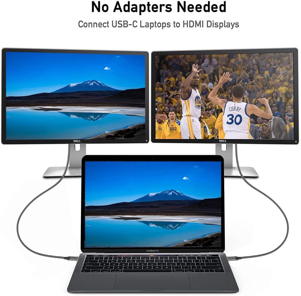 QGeeM USB-C to HDMI Cable-4k@60hz Compatible for iPhone 15 Pro Max,Galaxy,MacBook Pro/air,Dell XPS