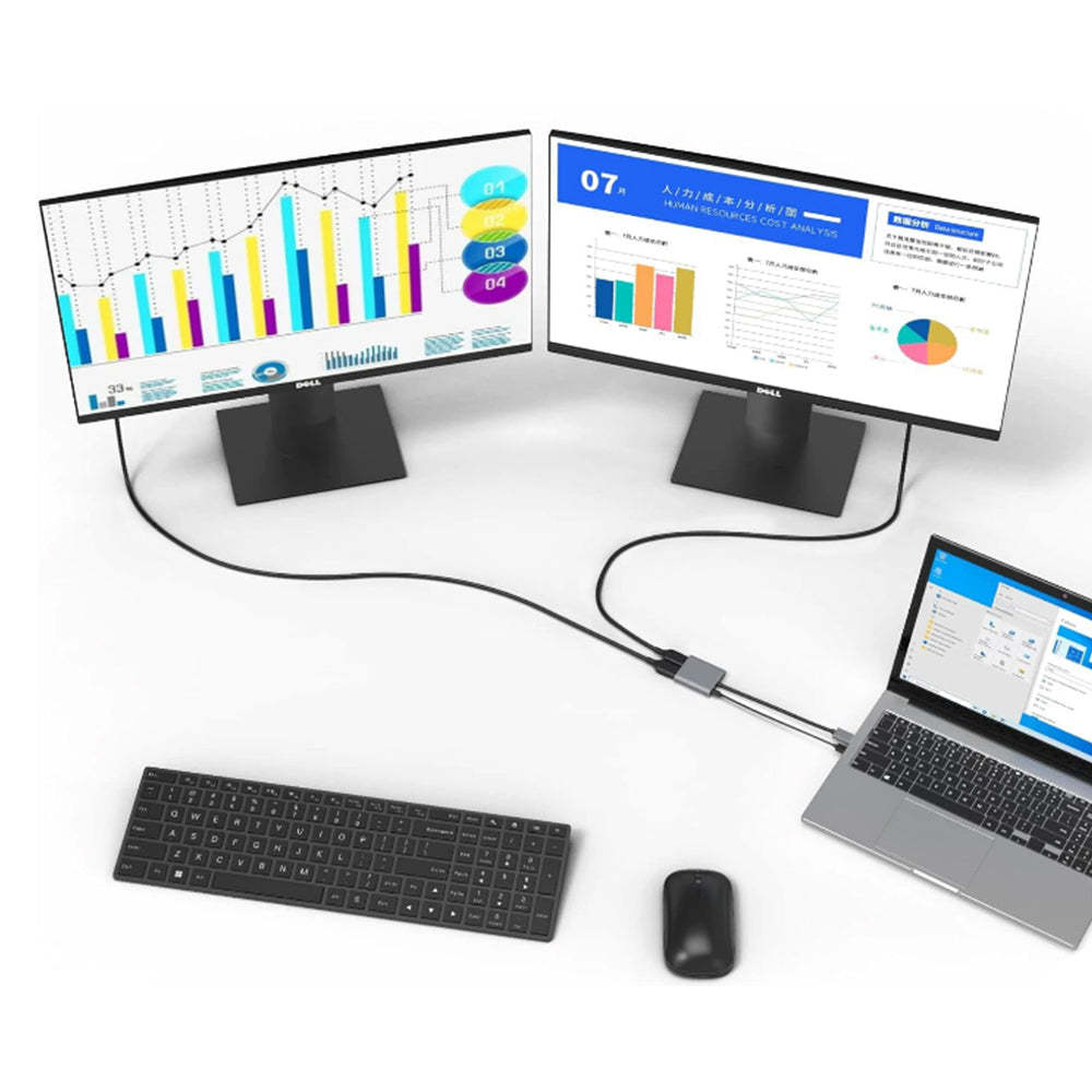 USB C to Dual DisplayPort(DP) Adapter, 4K@144Hz(8K@30Hz) Type-C to DP Splitter for Dual Monitors Extend Display FOR Mac- Book/Mac- Book Pro, Samsung, Dell, HP, Lenovo,Surface Type C Laptop（UH02-23-A-0.12-SY-V1-S1）