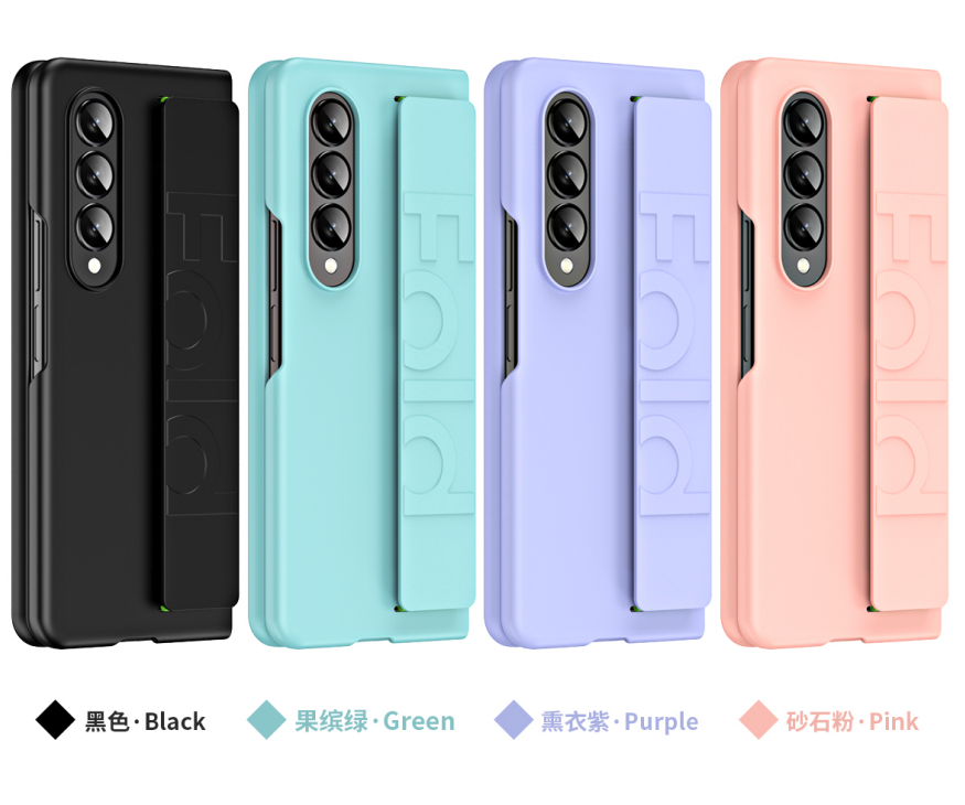 Samsung Galaxy Z Fold 4/5/6 Protective Grip Cover Case,Slim & Lightweight Shockproof Hard PC Wrist Strap Handheld Folding Case with Wristband