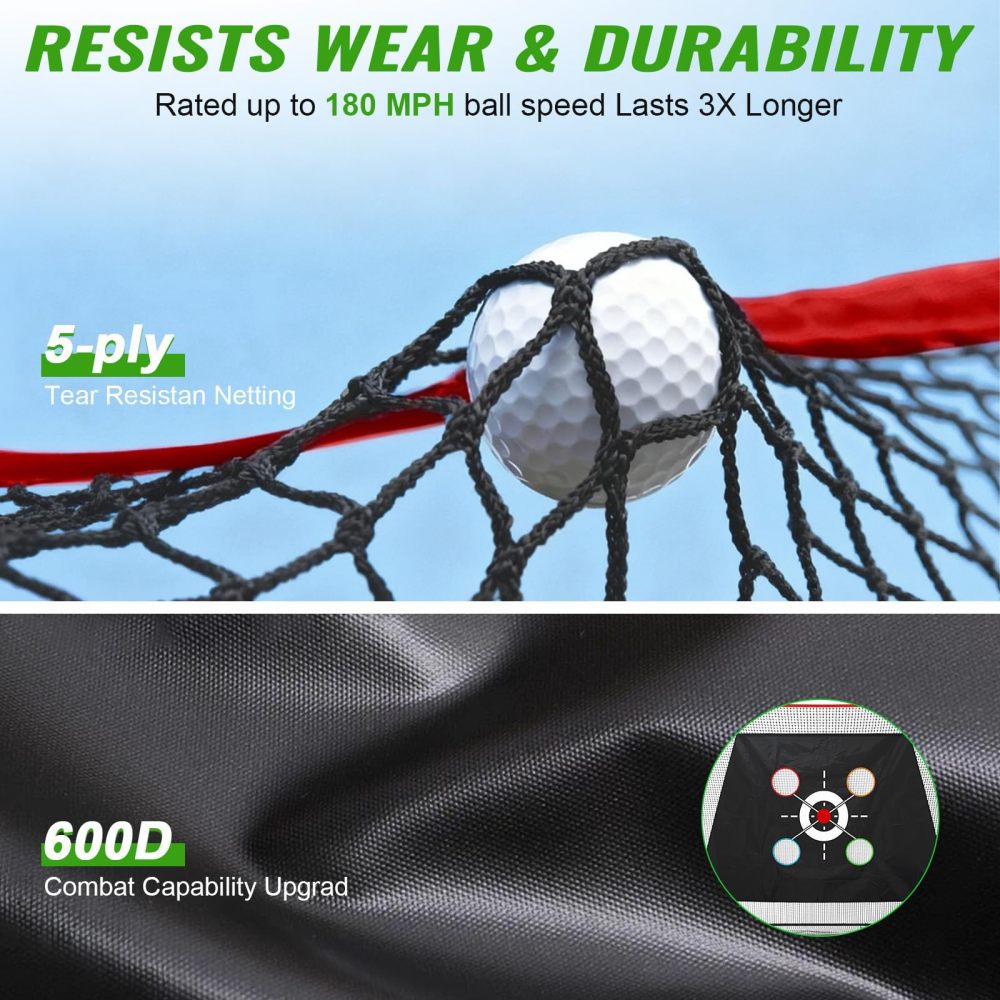 Golf Hitting Net 10x7FT with Mat & Target - Professional Training Net for Backyard Driving, Chipping, Swing Practice Indoor and Outdoor - Gift for Men, Dad, Golfer