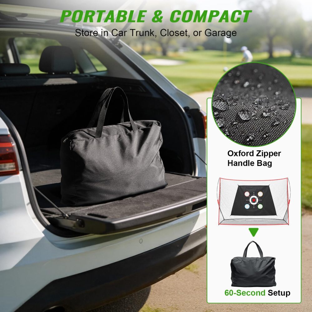 Golf Hitting Net 10x7FT with Mat & Target - Professional Training Net for Backyard Driving, Chipping, Swing Practice Indoor and Outdoor - Gift for Men, Dad, Golfer